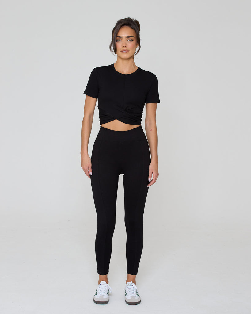 Knot Crop Short Sleeve Tee / Black