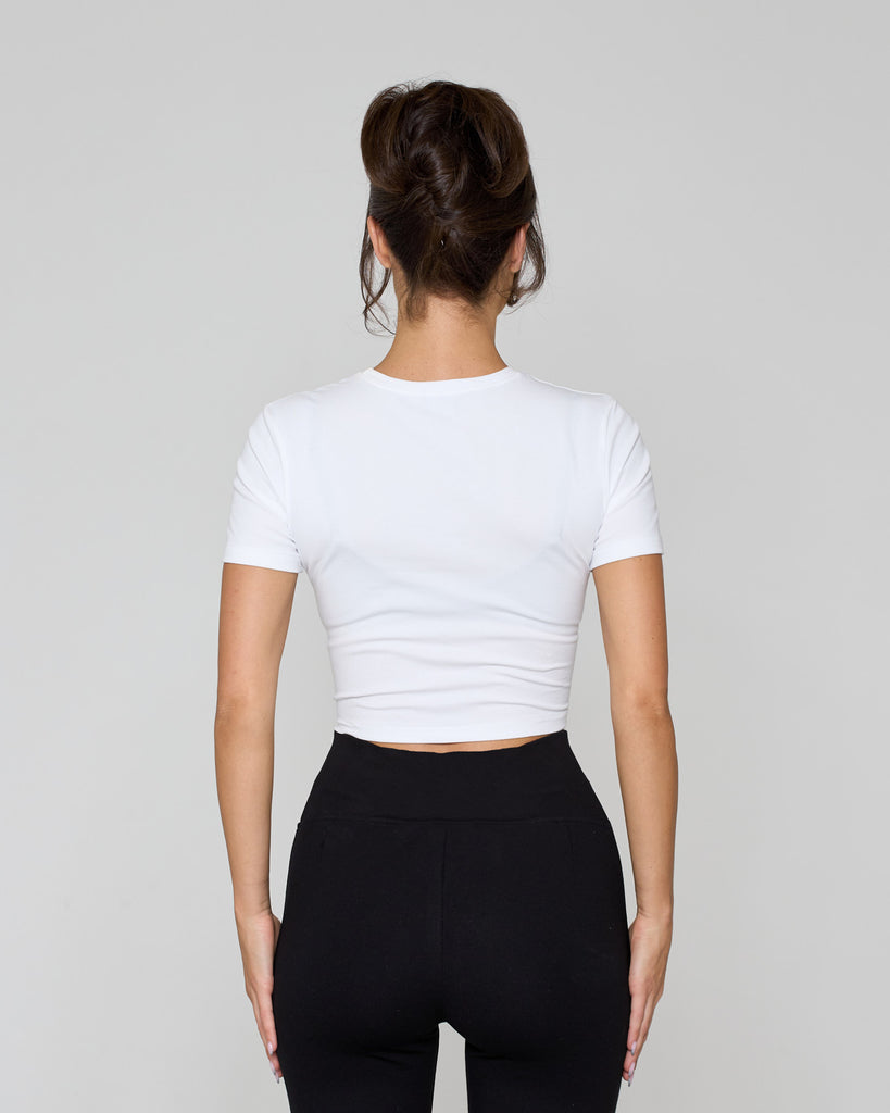 Knot Crop Short Sleeve Tee / White