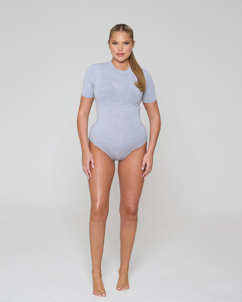 Soft Side Short Sleeve Bodysuit / Grey Marl