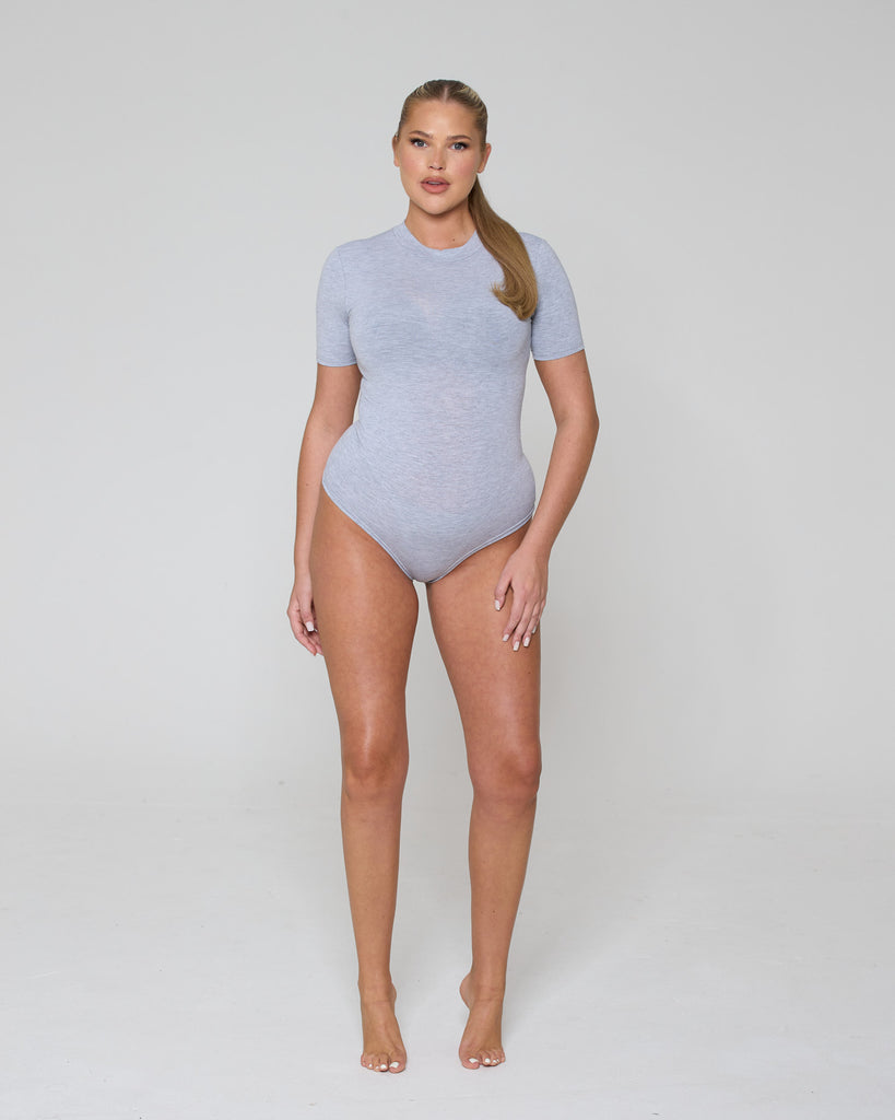 Soft Side Short Sleeve Bodysuit / Grey Marl