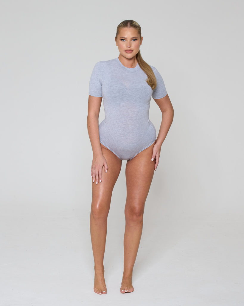 Soft Side Short Sleeve Bodysuit / Grey Marl