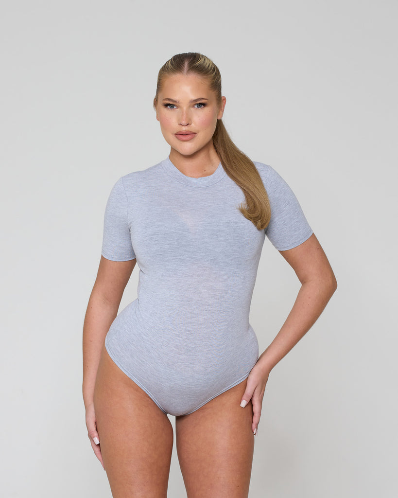 Soft Side Short Sleeve Bodysuit / Grey Marl