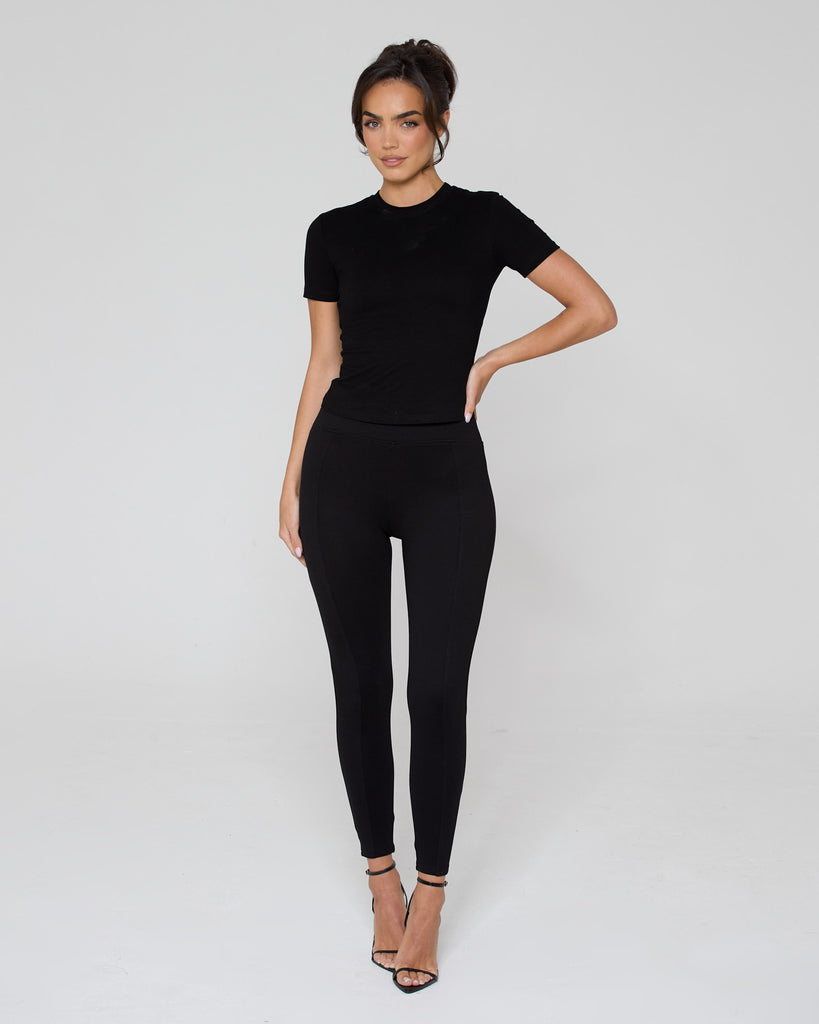 Snatched High Waisted Leggings / Black