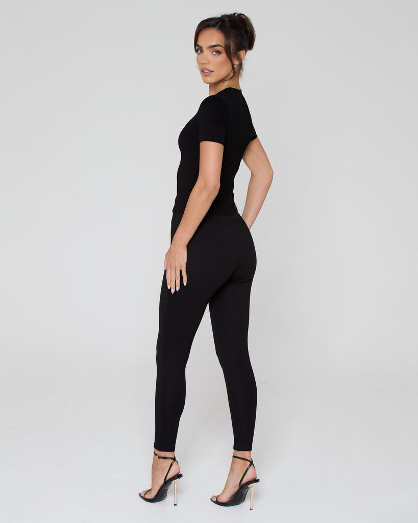 Snatched High Waisted Leggings / Black