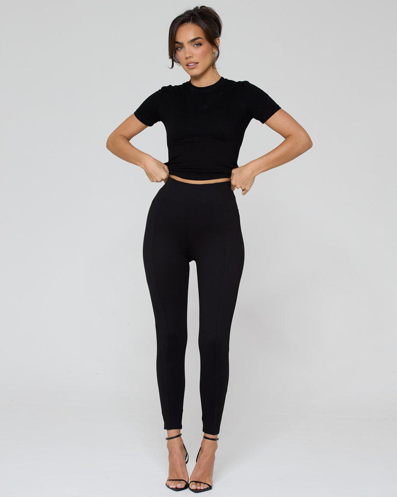 Snatched High Waisted Leggings / Black