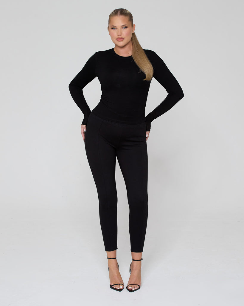 Snatched High Waisted Leggings / Black