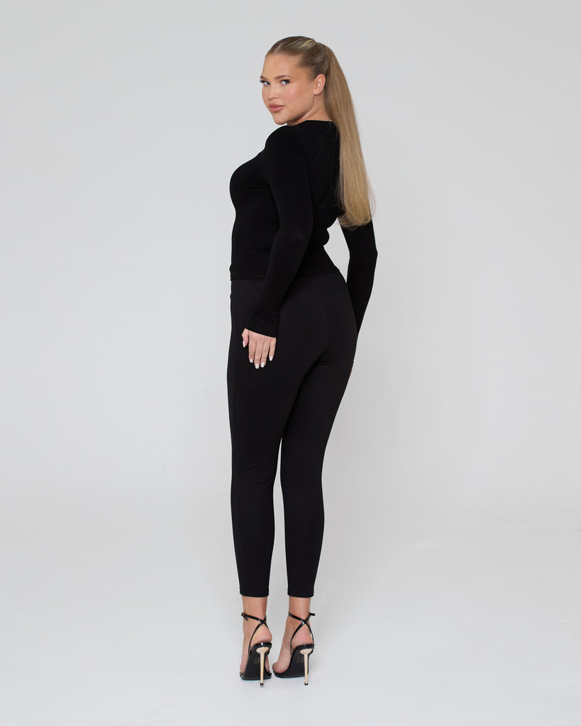 Snatched High Waisted Leggings / Black