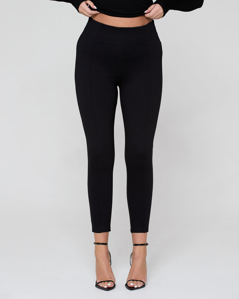 Tall Black Snatched Ribbed High Waisted Leggings