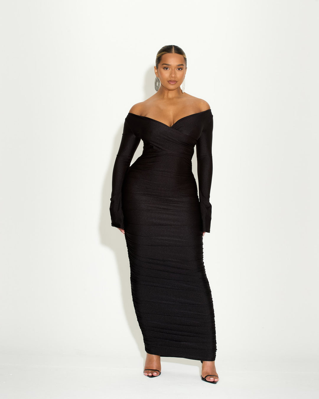 You Wish Maxi Black Ruched & Ready You Wish Maxi Black Ruched & Ready