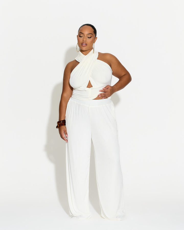 Eight Figure Wide Leg Trousers Cream