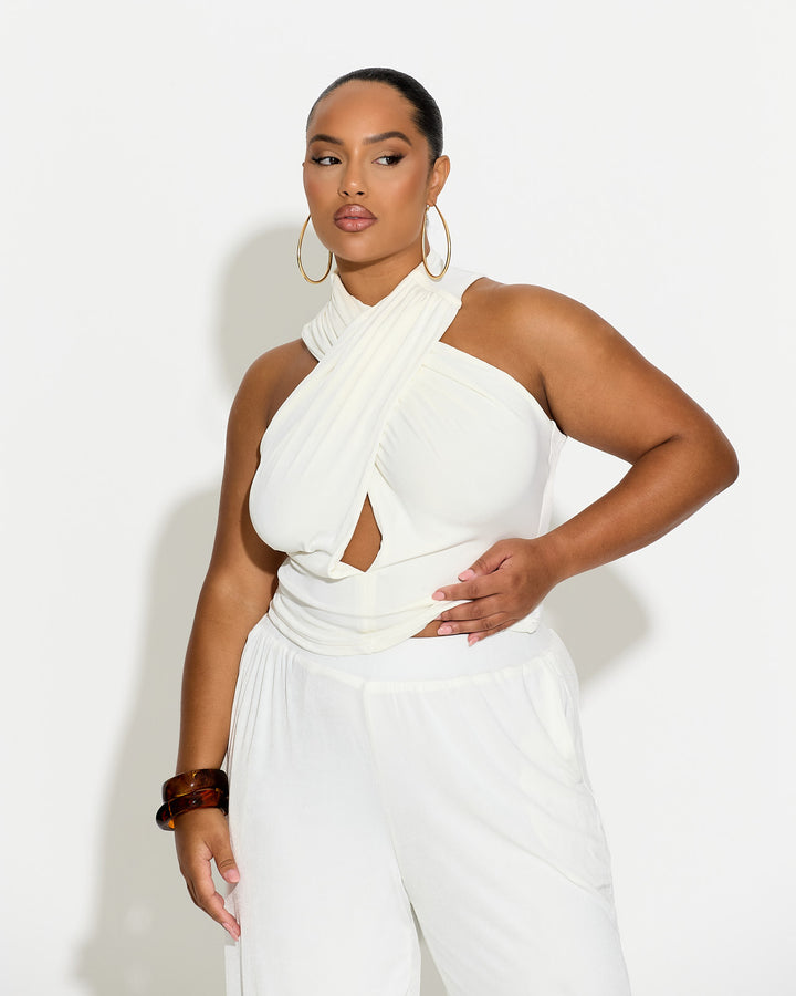 Eight Figure Wide Leg Trousers Cream