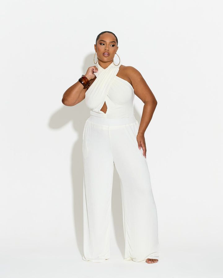 Eight Figure Wide Leg Trousers Cream