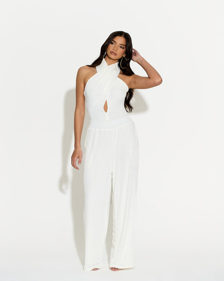 Eight Figure Wide Leg Trousers Cream