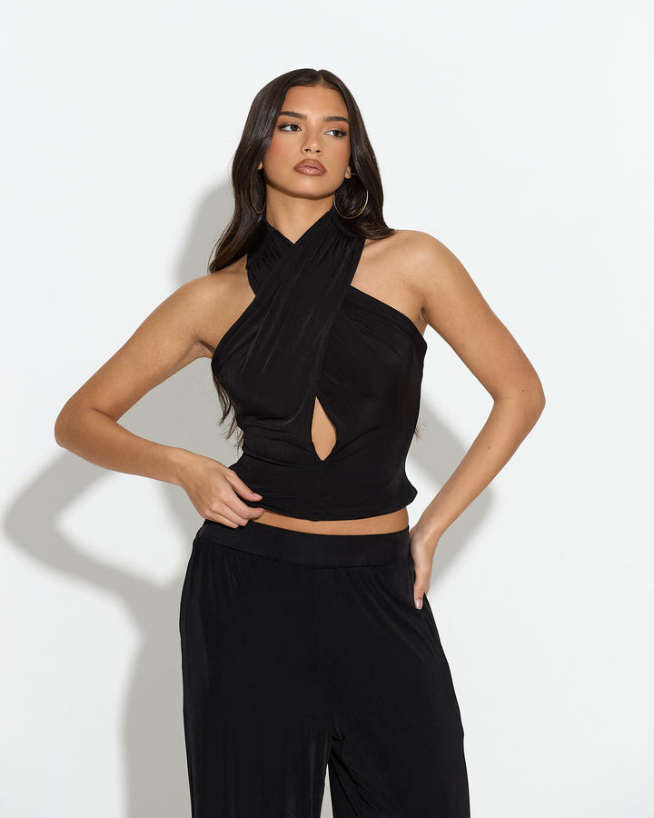 Eight Figure Wide Leg Trousers Black