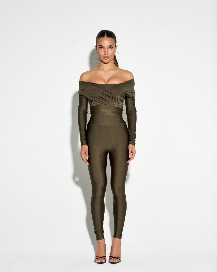Heads Turned Khaki Bodysuit
