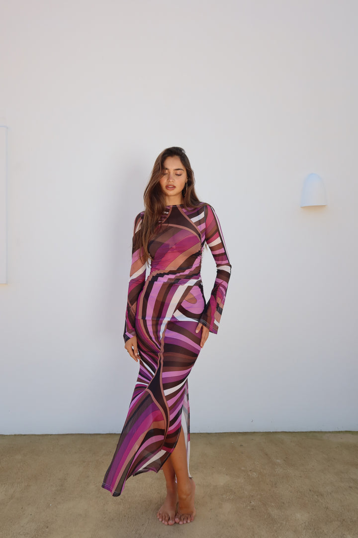 Out of Reach Pink Mesh Maxi