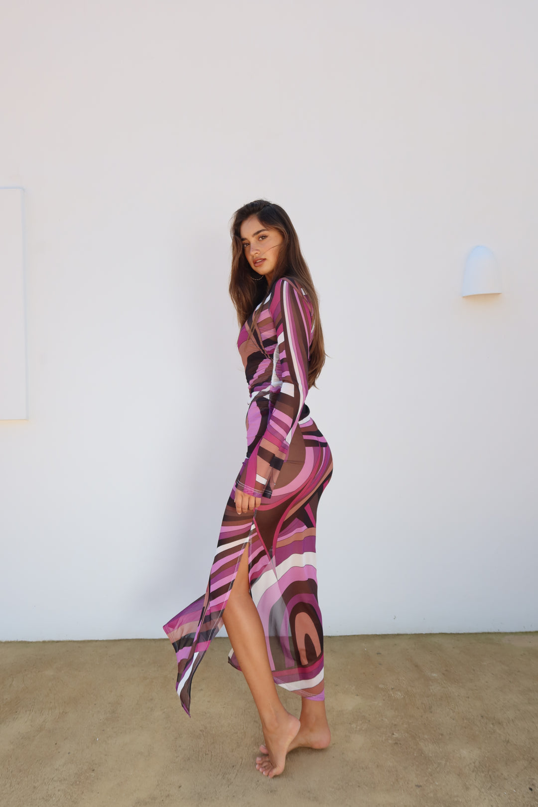 Out of Reach Pink Mesh Maxi