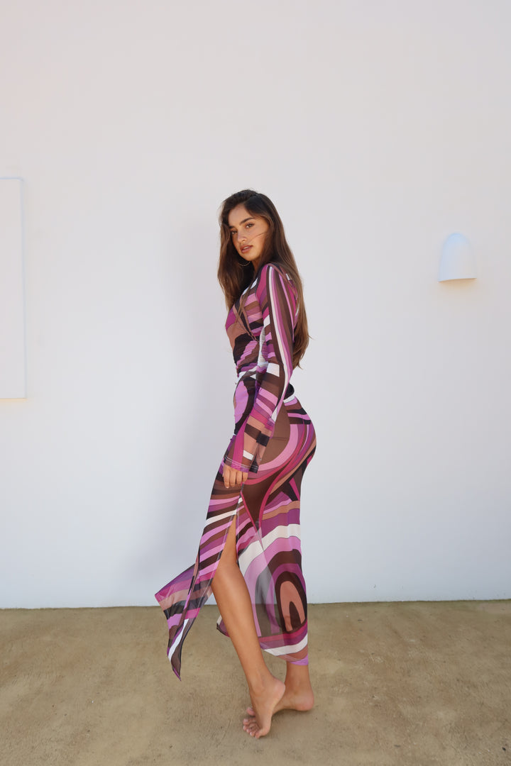 Out of Reach Pink Mesh Maxi