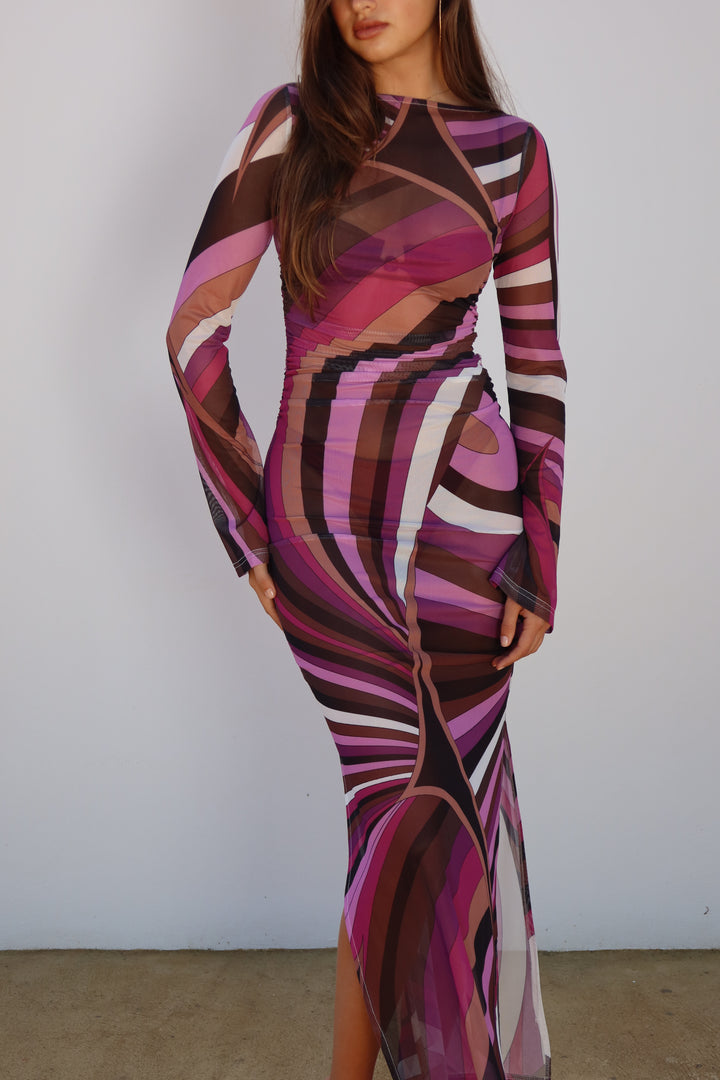 Out of Reach Pink Mesh Maxi