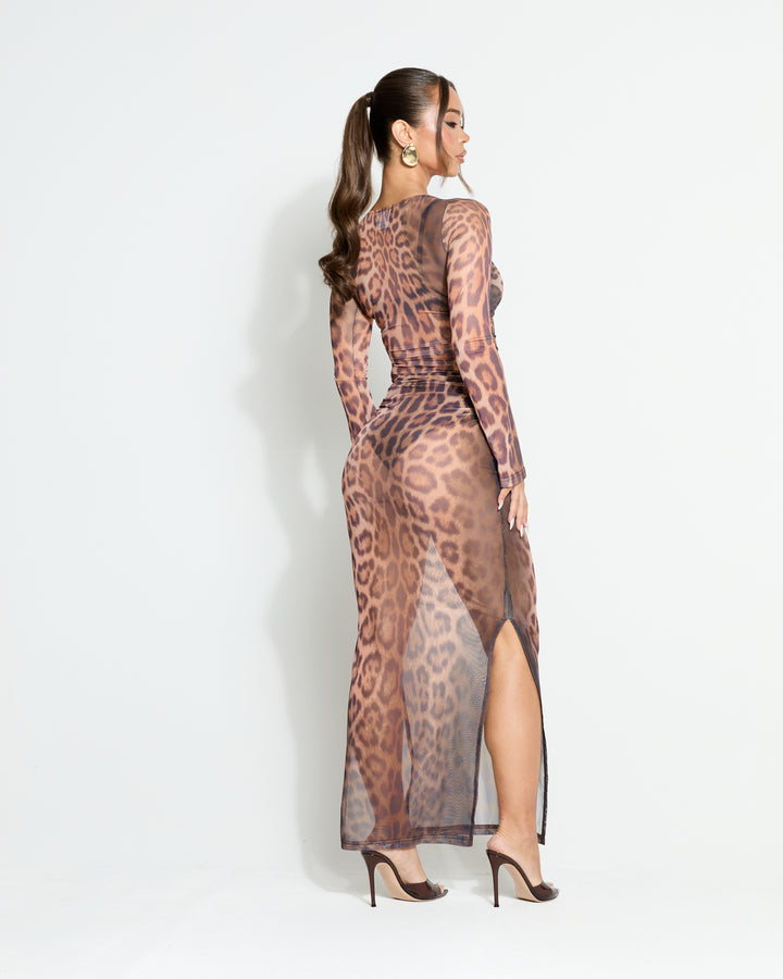 Worth It Leopard Body Illusion Maxi Dress