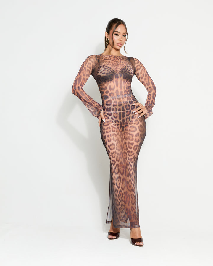 Worth It Leopard Body Illusion Maxi Dress