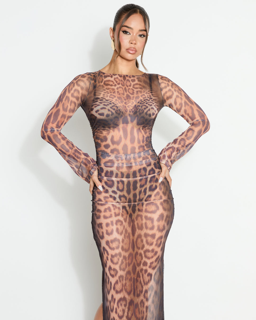 Worth It Leopard Body Illusion Maxi Dress
