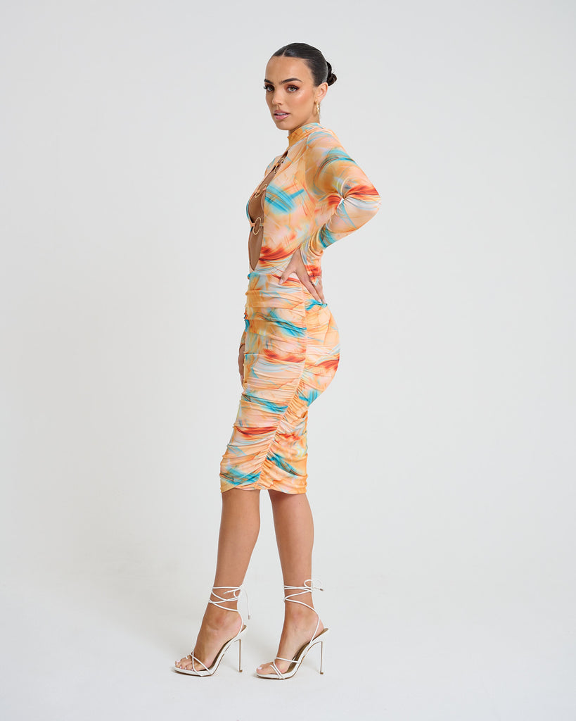 Your Vibe Yellow Midi Ruched Ready