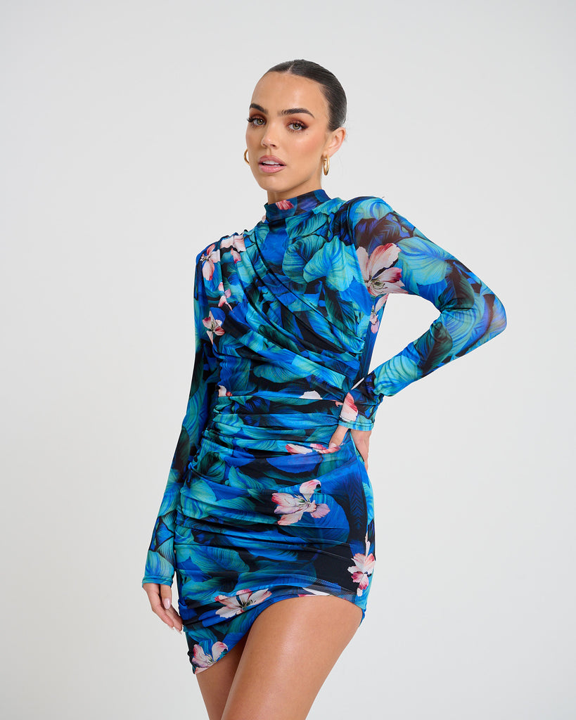 Never Not Invited / Blue Floral Mesh